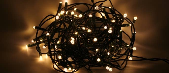 LED christmas lights wrapped up