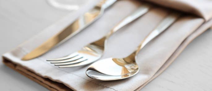 A linen napkin with cutlery