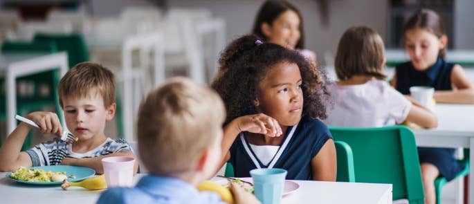 Children at school eating lunch