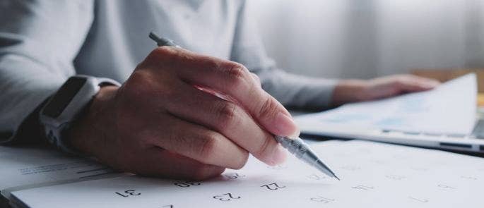 Worker preparing for a presentation