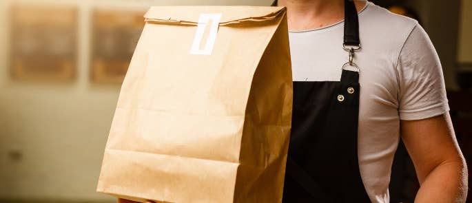 Packaged food delivery waiting to be sent out to customer