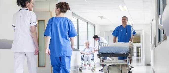 Doctors in a hospital hallway