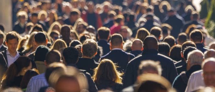 Crowd of people walking