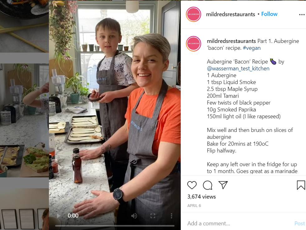 mildreds restaurant cooking guide on instagram