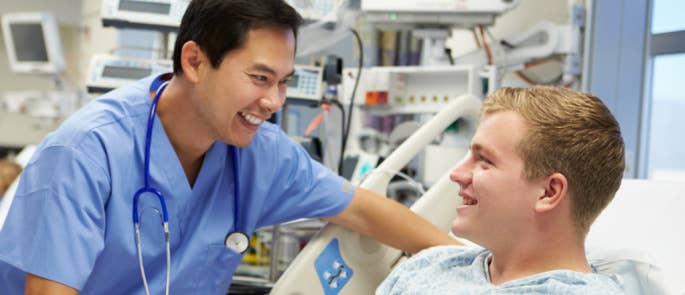 Nurse and patient discussing care