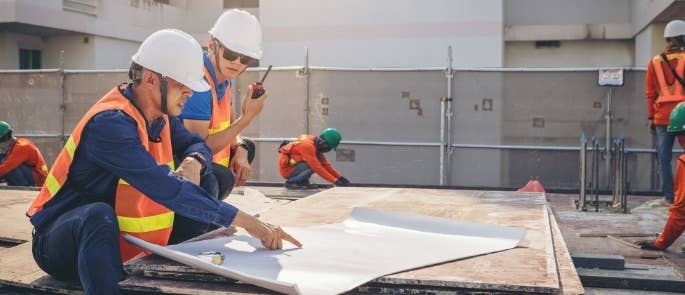 Construction workers on site