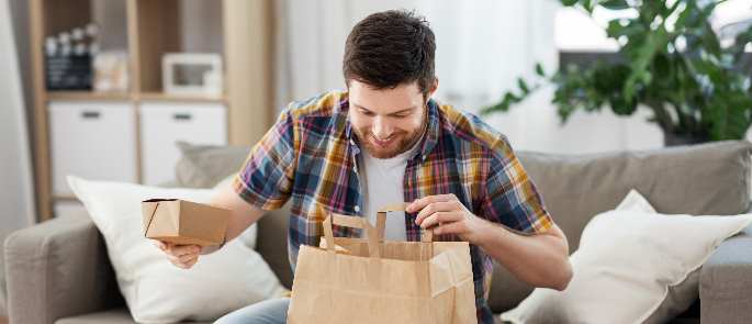 Man with Takeaway Food