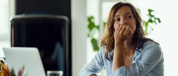 Female teacher feeling anxious