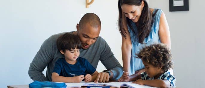 Children and parents breaking words into phonemes