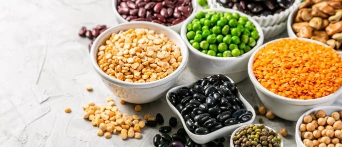 Beans, lentils, chickpeas and other plant based protein sources