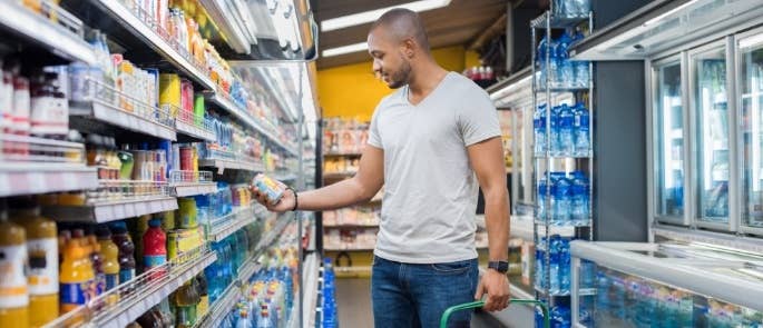 Man shopping at supermarket