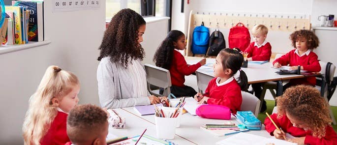 Teacher in a school classroom