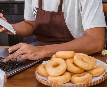 an individual shown running their home food business