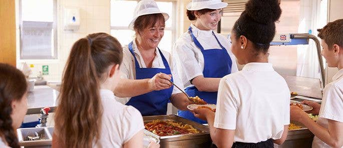 Serving school dinners