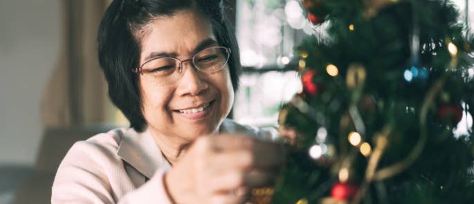 A care home resident getting in the festive spirit