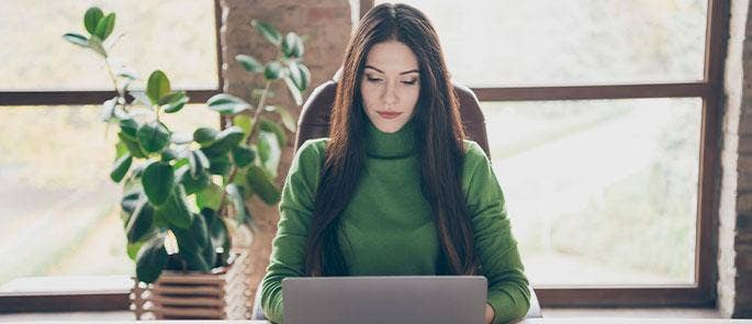 Woman working on laptop