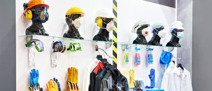 Various items of PPE in a store