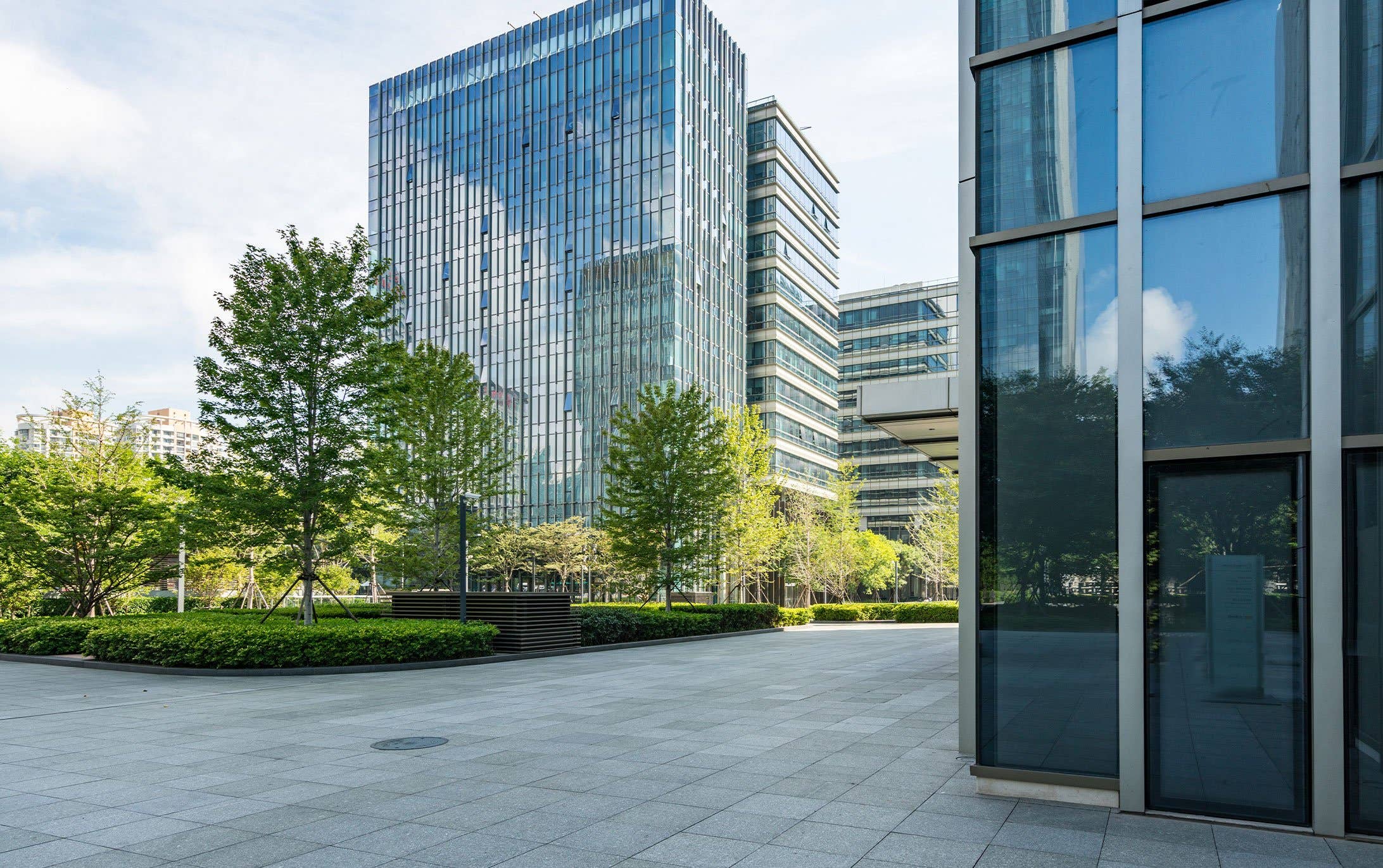 Quiet street with office