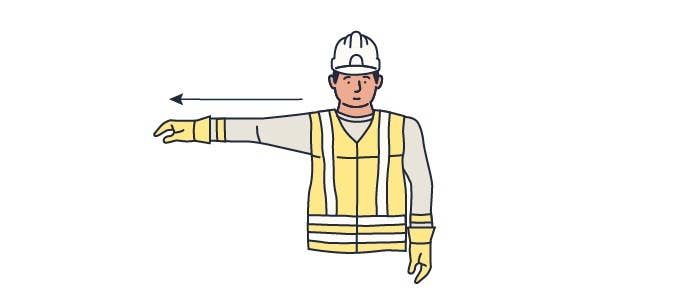 The banksman hand signal move to the banksman's right