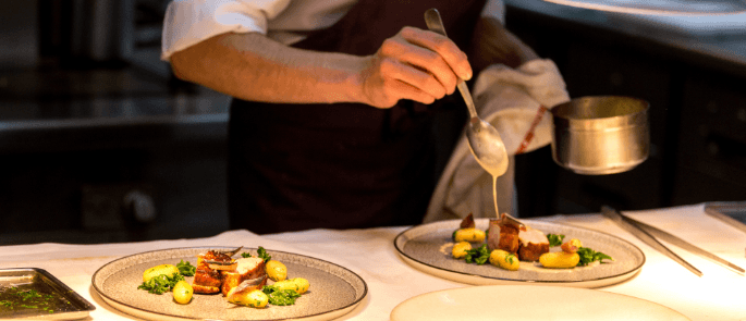 Chef preparing a dish