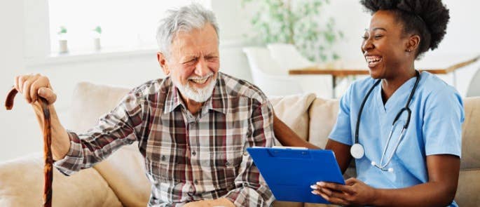 Caregiver talking to a service user