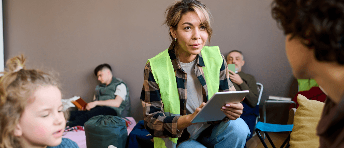 A woman volunteering as a community champion