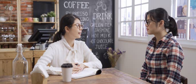 Working in a cafe