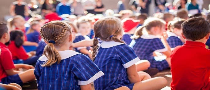 Children in a school assembly 