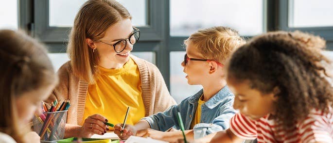 Teacher working with a pupil