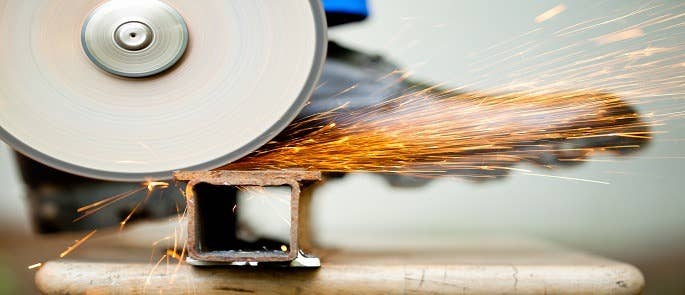 a grinding wheel in action