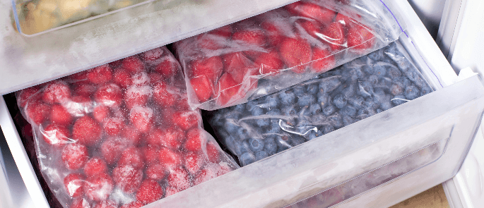 Fruit being stored in the freezer
