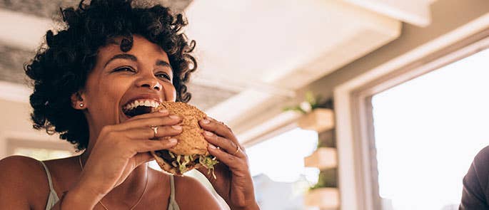 woman eating food