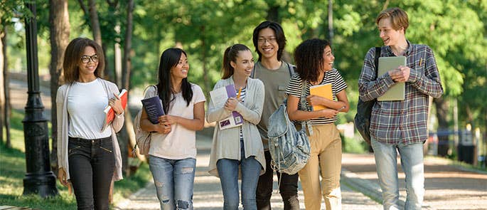 students on campus