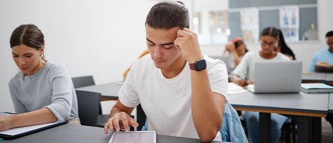 University student in a lesson
