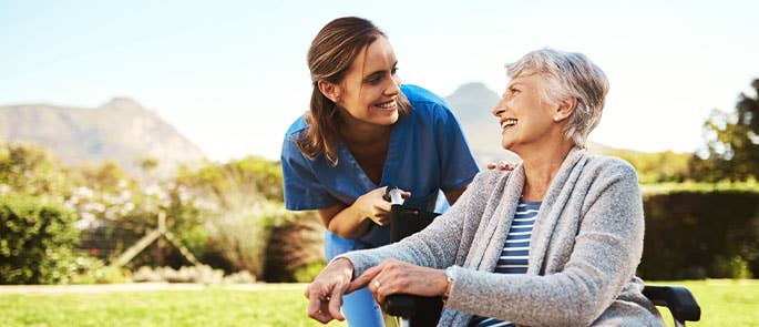 caregiver and elderly woman 