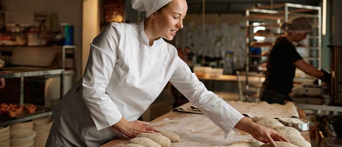 Baker making bread
