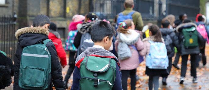 A group of school children on a trip