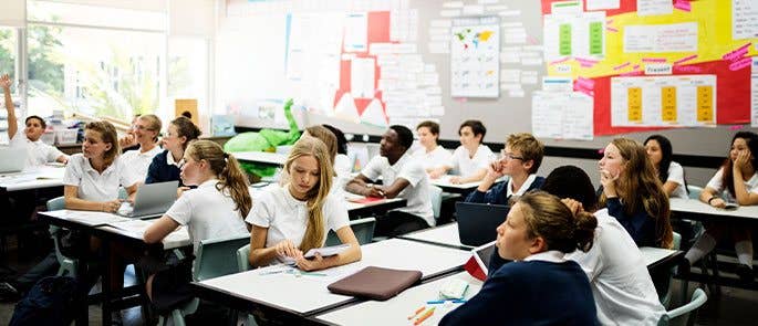 Pupils in a secondary school classroom