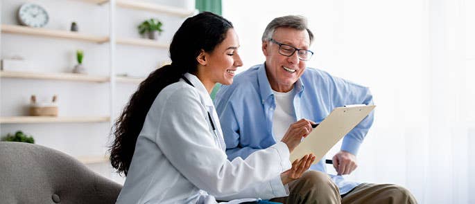 healthcare professional making decision with patient 