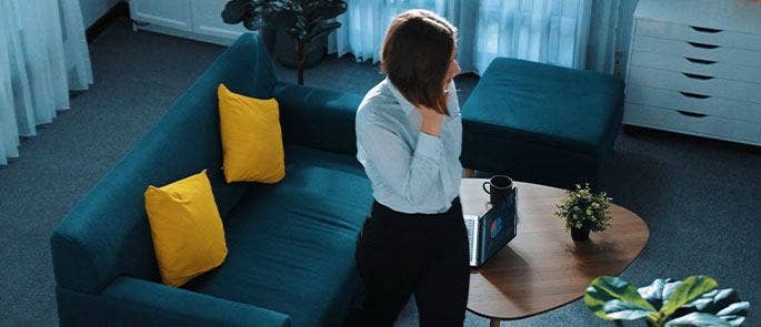 Woman on the phone in the workplace