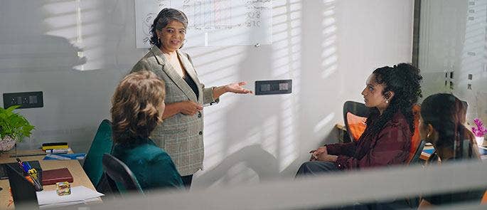 Group of women having a meeting in the workplace