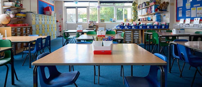 empty classroom in a primary school