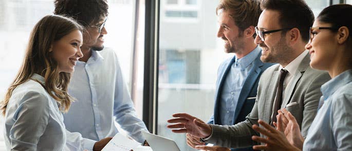 colleagues communicating in the workplace