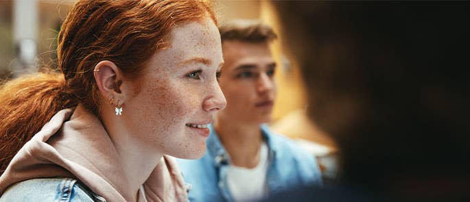 Teenagers communicating to each other