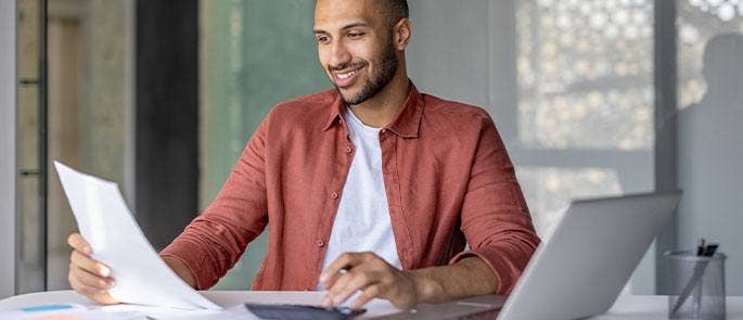 Employee reviewing a project