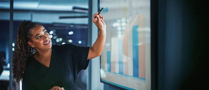 Employee using Ai for statistics and business