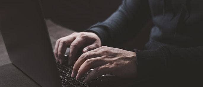 Employee using a laptop