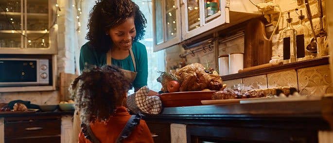 Preparing Christmas dinner in the kitchen
