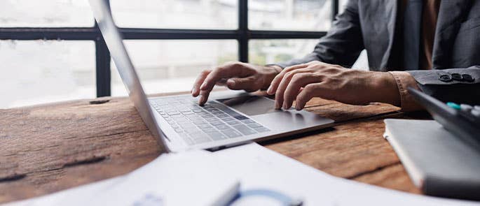 Employee working on laptop