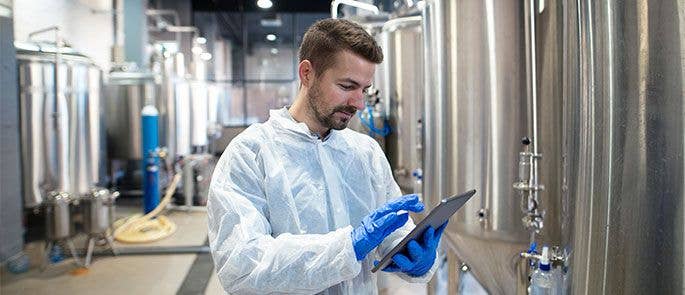 Employee in a food manufacturing premises